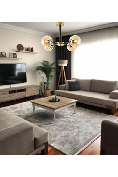 TT AYDINLATMA Tt009-4 Esk Eskitme Rengi Kaplama 4 Lü Bal Camlı Lüks Avize