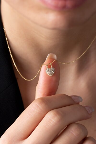 Lieza 925 Ayar Gümüş Taşlı Minimal Kalp Kolye Sevgiliye Hediye