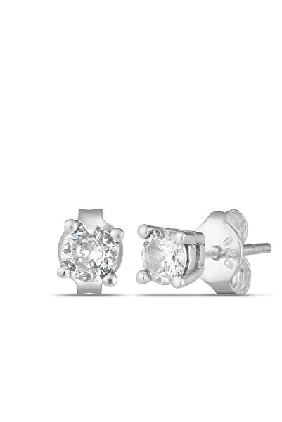 Elika Silver Kadın Tektaş 925 Ayar Gümüş Küpe