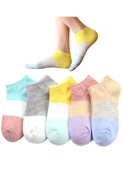 socksbox Опаковка от 5 дамски многоцветни къси чорапи / 36-40 / на части