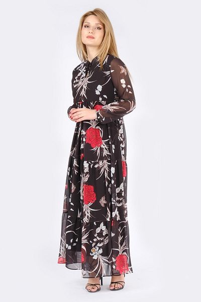 Giyim Dünyası Rochie de damă din șifon cu model roșie