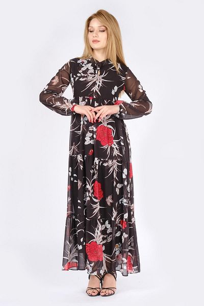 Giyim Dünyası Rochie de damă din șifon cu model roșie