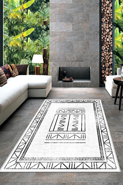 Thalia Home Kaymaz Taban Yıkanabilir Leke Tutmaz Beyaz Mutfak Halısı Yolluk S...