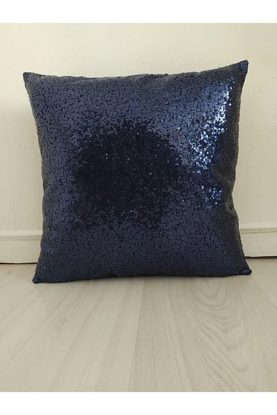 YILMAZHOME Sequin Throw Pillow Cover - Navy Blue