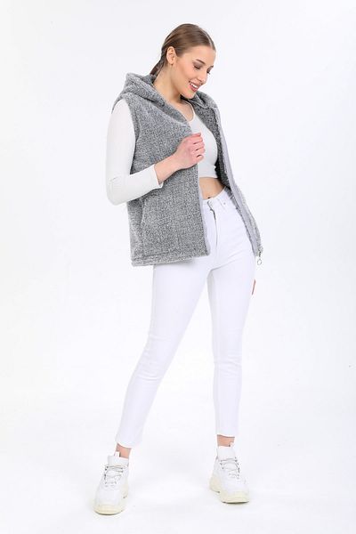 MODA VUSLAT Women's Gray Zippered Fleece Vest