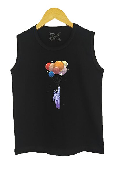 Raf Coll Dječja crna Pleteno bez rukava T-shirt astronaut Digitalna štampa paket