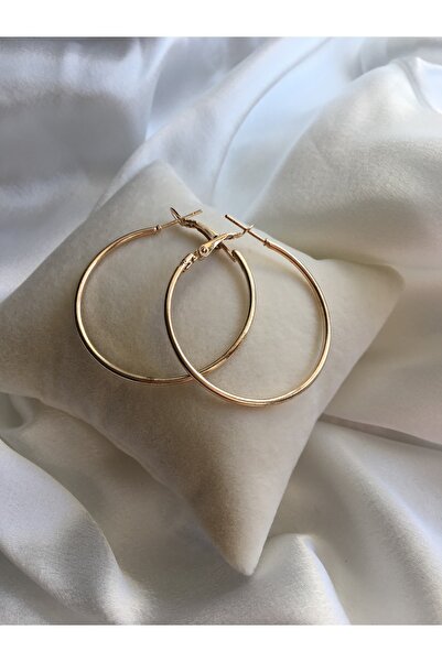 Kosovalı Modern Moda Orta Boy Halka Küpe Gold