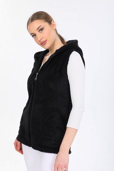 MODA VUSLAT Women's Black Zippered Vest