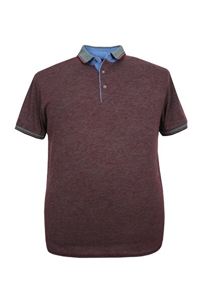 rugatchi Ανδρικό μπλουζάκι με γιακά πόλο μεγάλου μεγέθους Oversize Jacquard