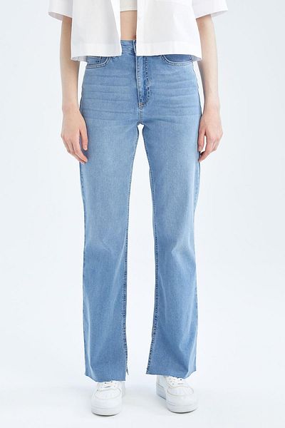 DeFacto Pantaloni de jeans cu talie înaltă cu picior evazat, cu picioare decupate