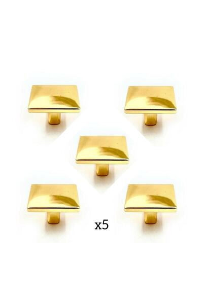 ARON Kare Düğme Kulp Parlak Altın Komidin Konsol Şifonyer Ünite Mobilya Kulbu (5 ADET)