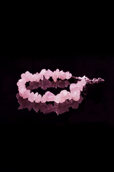 Taşmeran Pembe Kuvars Kırık Doğal Taş Bileklik Ve Doğal Taş Çivi Kolye Seti Tky0244