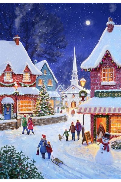Marcel Kristal Tablo Christmas Time Streets Marcel Art Diamond Mosaic Painting 41x58cm