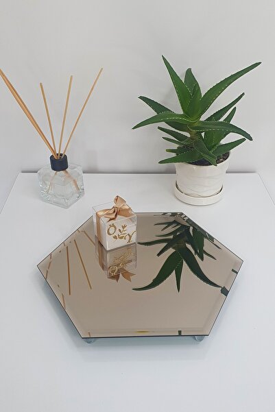 Decorita Mirror Presentation Tray| Bronze Mirror - Promise-engagement Tray| Hexagonal Mirror