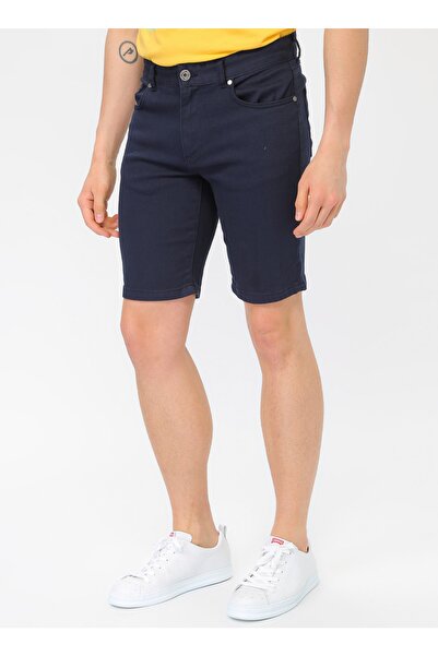 LİMON COMPANY Lemon Men's Navy Blue Cotton Bermuda Shorts