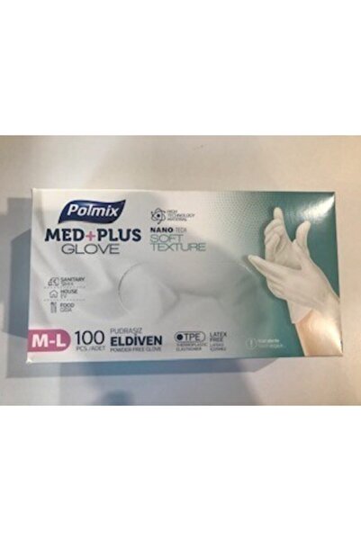 Polmix قفازات Med+plus خالية من البودرة بتقنية النانو 100 قفاز كريمي مقاس M-l