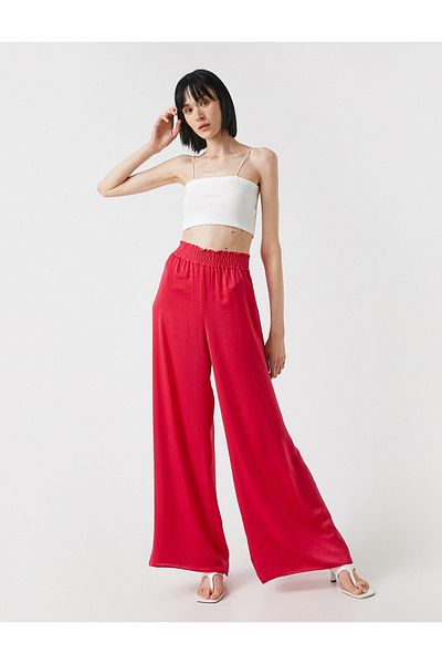 Koton Wide Leg Trousers with Elastic Waist