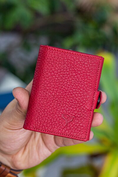 Garbalia Stockholm Hakiki Deri Bozuk Para Bölmeli Kırmızı Cüzdan