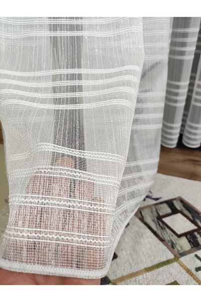 perhal perde ve halı Οριζόντια γραμμή μοτίβο Glitter 1-2,5 Κουρτίνα από τούλι με μεσαίο πιέτα