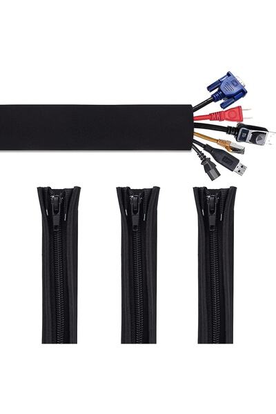 HSGLOBAL Kablo Kordon Düzenleyici Kablo Yönetim Kılıfı, 50 Cm Fermuarlı Kablo...