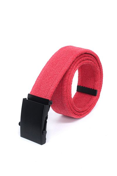 Livize Unisex Black Buckle Column Belt 4cm Red