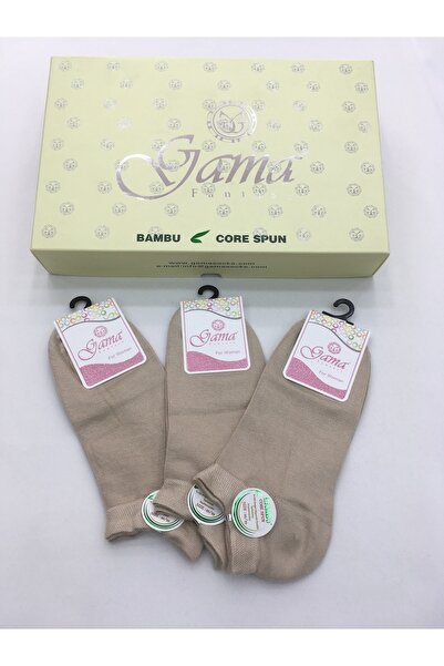 Gama Çorap 3 Pieces Bamboo Natural 100% Nylon Free Solid Colored Women's Summer Booties - Short Booties