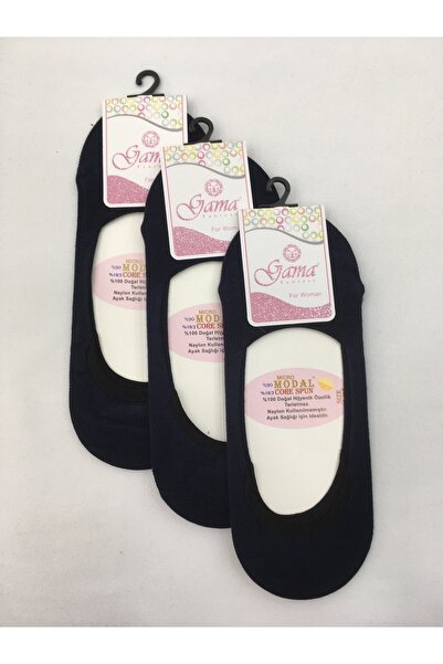 Gama Çorap 3 Pieces Micro Modal 100% Natural Nylon Free Solid Colored Silicone Thin Summer Women's Ballerinas