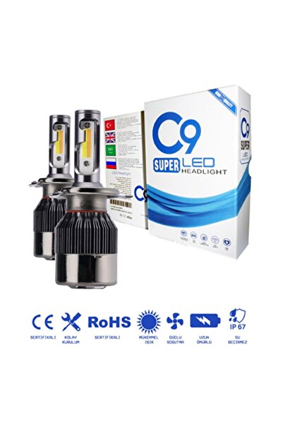 C9 H3 Trio Led Xenon Far Led Zenon Ampulü Sarı Beyaz Gün Işığı Yeni Nesil Şimşek Etkili