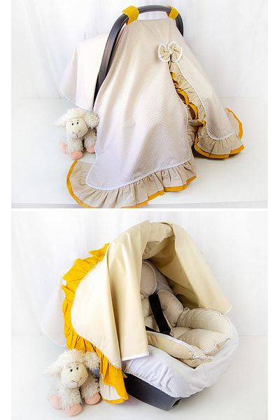 Babynest 3-Piece Stroller Cover - 100% Cotton Double Layer Beige