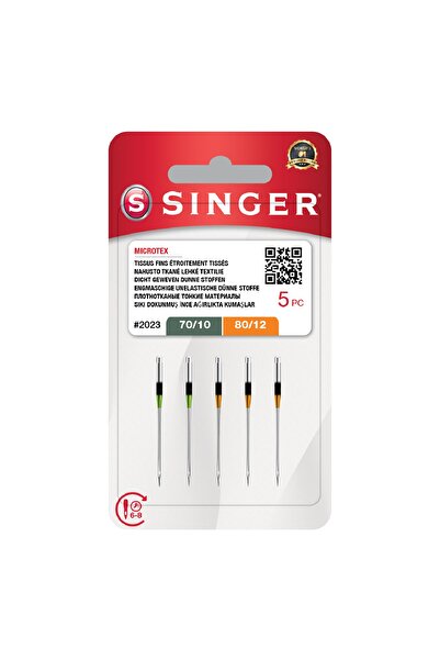 SİNGER Dikiş Makinesi Mikrotex Iğnesi 2023- 70/10, 80/12 Numara