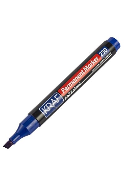 KRAF Kesik Uçlu Permanent Mavi Koli Kalemi 12'li
