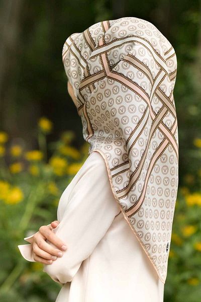 Vissona Γυναικείο Twill Μεταξωτό Κασκόλ Κρέμα Σολομός
