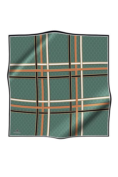 Vissona Eșarfă de mătase Twill pentru femei, verde petrol, cupru