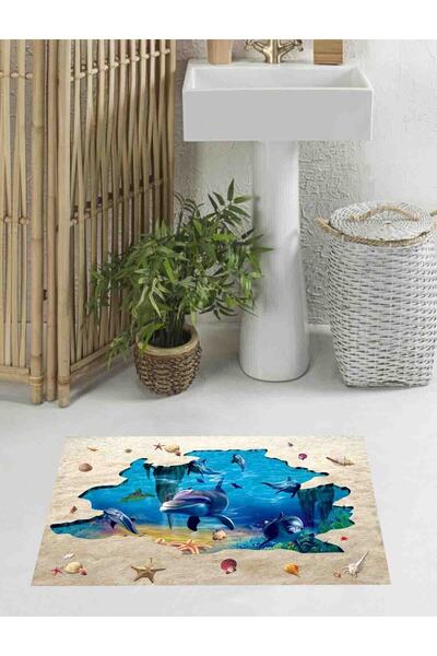 eco concept Non-Slip Base Sea Patterned Bath Mat, Decorative Mat 3d Size 60x100 cm