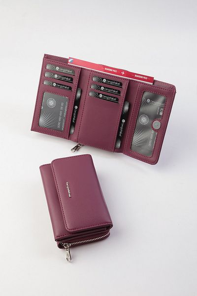 CENGİZ PAKEL Women's Wallet Small Size Plum