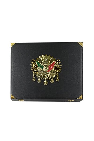 Tesbih Kardeşliği Siyah Renk Koleksiyonluk 11'li Osmanlı Devlet Armalı Deri T...