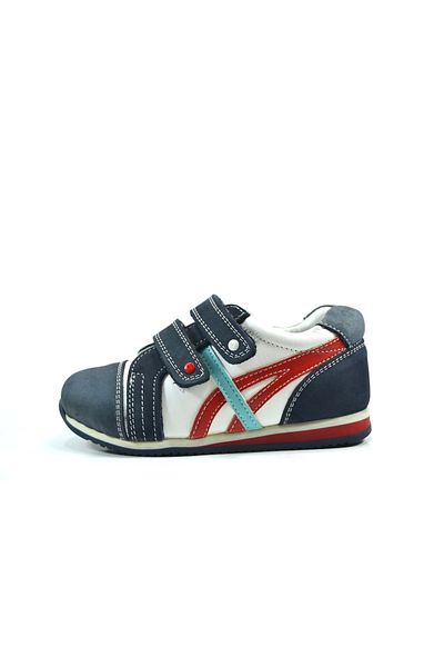 Bayrak 2435 Pantofi sport ortopedici pentru băiat, din piele naturală, albastră, cu velcro