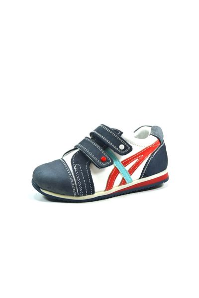Bayrak 2435 Pantofi sport ortopedici pentru băiat, din piele naturală, albastră, cu velcro