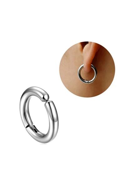 The Collection Non-Hole Compression Steel Thick Hoop Men's Earrings