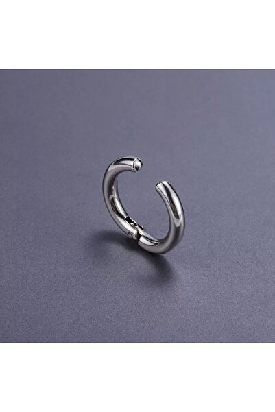 The Collection Deliksiz Sıkıştırma Çelik Kalın Halka Erkek Küpe