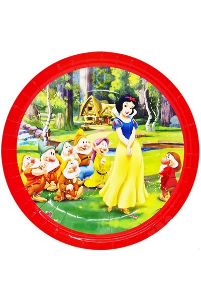 helyum pasta Snow White Themed 8-Piece Cardboard Plate 23 Cm