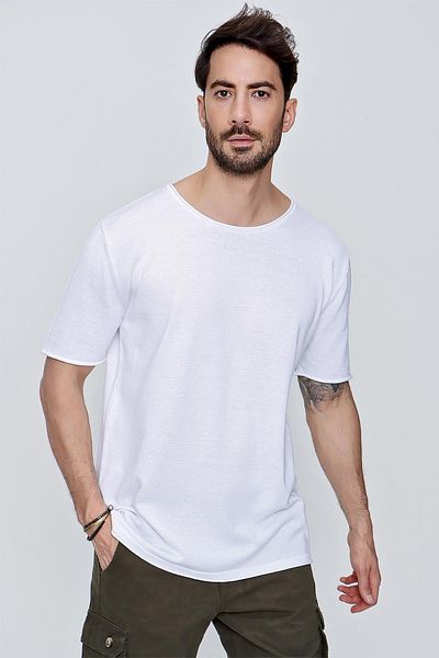CHUBA Ανδρικό μπλουζάκι με λαιμόκοψη Loose Fit Βαμβακερό λεπτό πλεκτό λευκό 22sm210