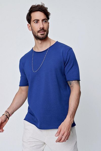 CHUBA Ανδρικό μπλουζάκι με λαιμόκοψη Loose Fit βαμβακερό λεπτό πλεκτό Navy 22sm210
