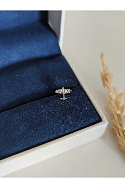 SU PERİSİ TAKI BİJUTERİ Cerrahi Çelik Zirkon Taşlı Gümüş Uçak Piercing , Tragus