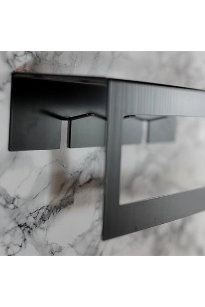 Hobi Demir Sanat Metal Towel Holder with Hanger and Toilet Paper Holder Set of 2 Black Towel Holder Shelf Towel Rack (30 CM)