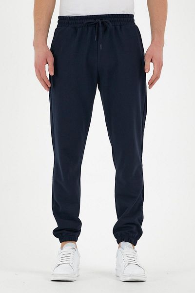 mmetalic Ανδρικό φούτερ Navy Blue με ετικέτα στην πλάτη και πλαϊνές τσέπες κανονική εφαρμογή από καουτσούκ