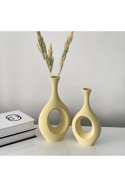 stilinbu Κεραμικό βάζο Bohemian Hitite - Σετ 2' H2530 (Κίτρινο χρώμα)