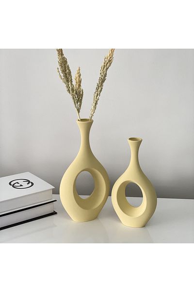 stilinbu Κεραμικό βάζο Bohemian Hitite - Σετ 2' H3035 (Κίτρινο)