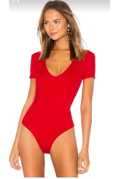 Nsb Tasarım Women's Red Deep V-Neck Body