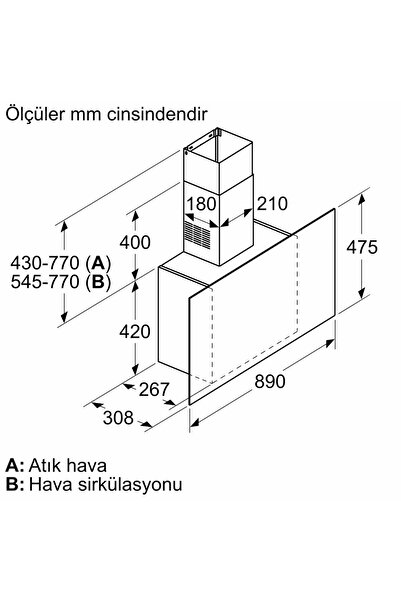 Bosch Dwf95aj20t Düz Beyaz Davlumbaz